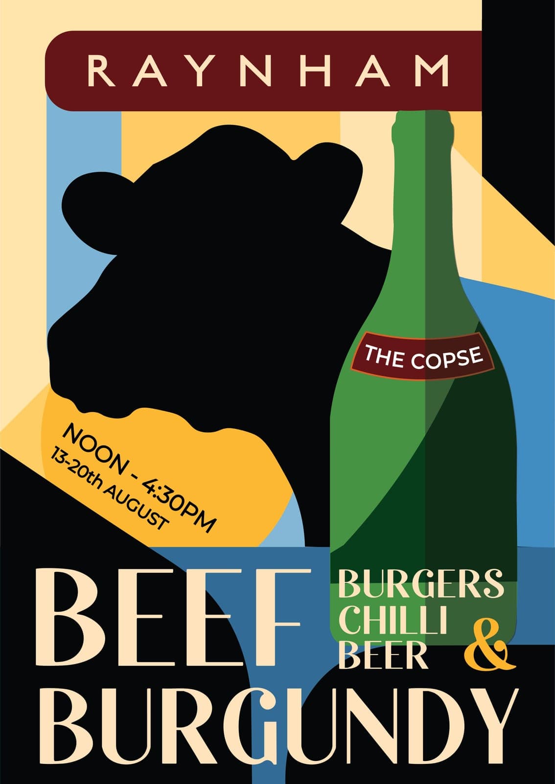 Beef & Burgundy daytime poster.