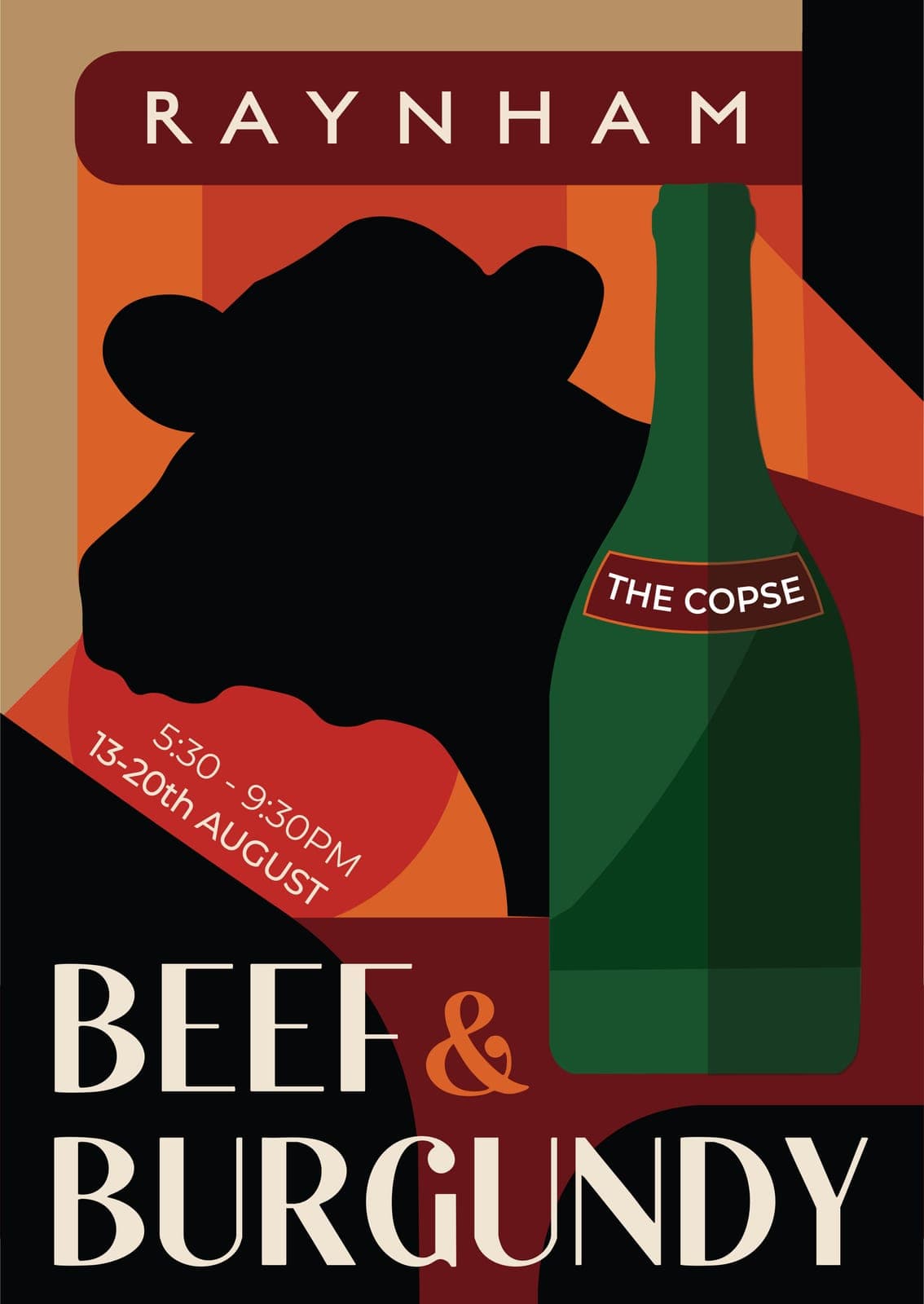 Beef & Burgundy evening poster.